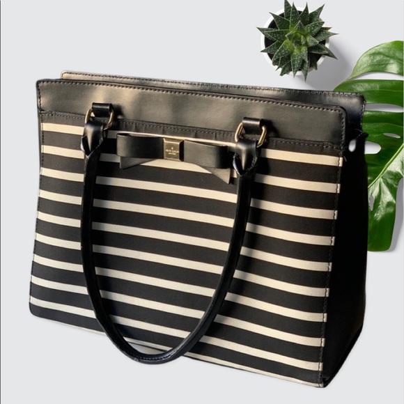 kate spade Handbags - Kate Spade Rare Black/White Striped Bag Bow